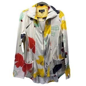 Berek Women's Ray of Sunshine Jacket Sz PXS Abstract Floral Long Sleeve Pockets